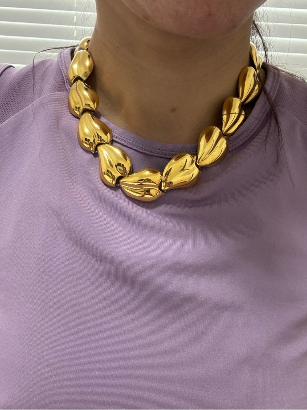 Vintage Gold-tone Chunky Sculpted Link Necklace - Women Jewelry